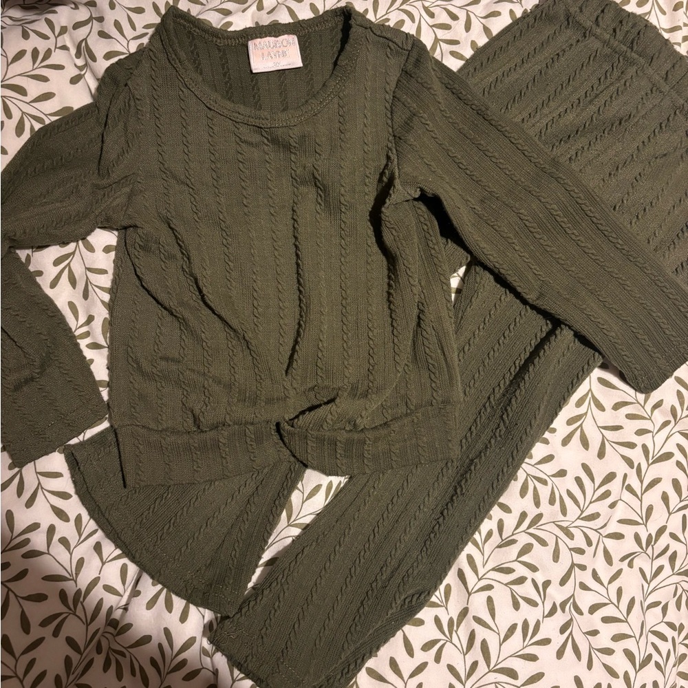 Cozy Olive Green Knit Lounge Set